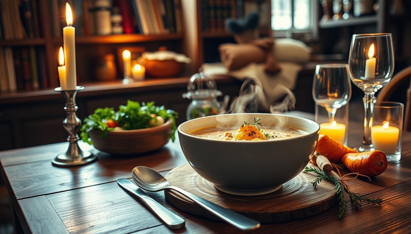 A steaming bowl of creamy Marry Me Chicken Soup topped with fresh spinach and grated Parmesan, served with crusty bread.